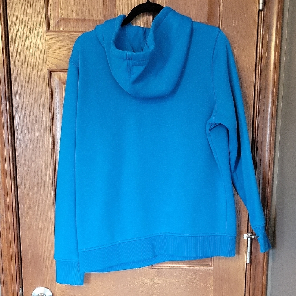 Carhartt Blue Hoodie with White Logo and Sleeve Text - Picture 3 of 3